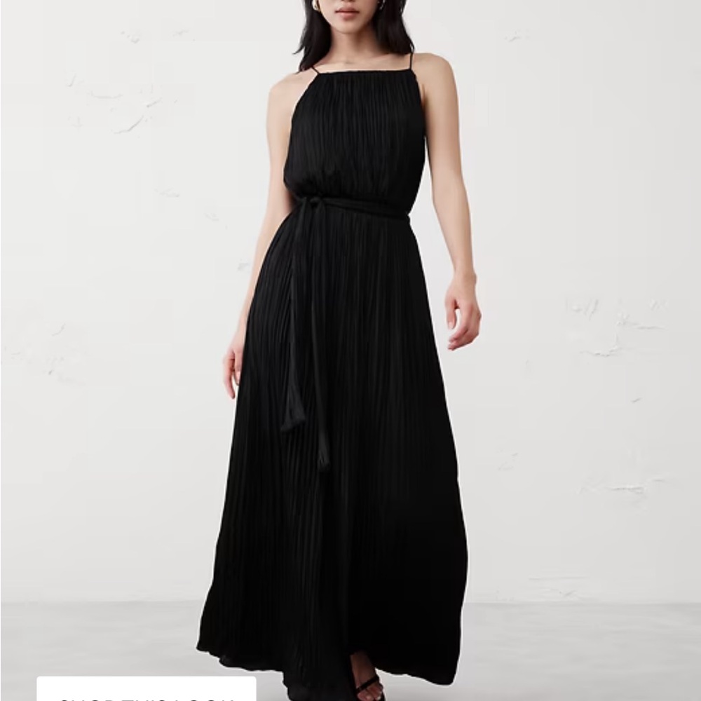 Banana Republic Factory Black Pleated Halter Maxi Dress. Brand new with tags.